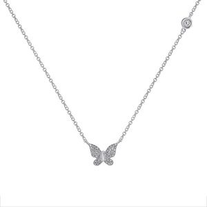14k Gold Diamond Butterfly Pendant